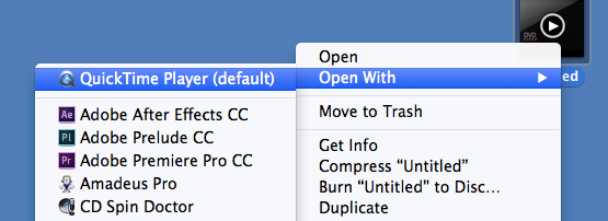 右键菜单打开,QuickTime播放器