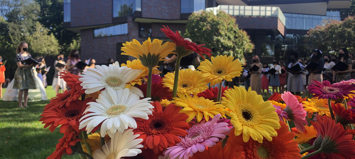 Flowers in front of Lulu